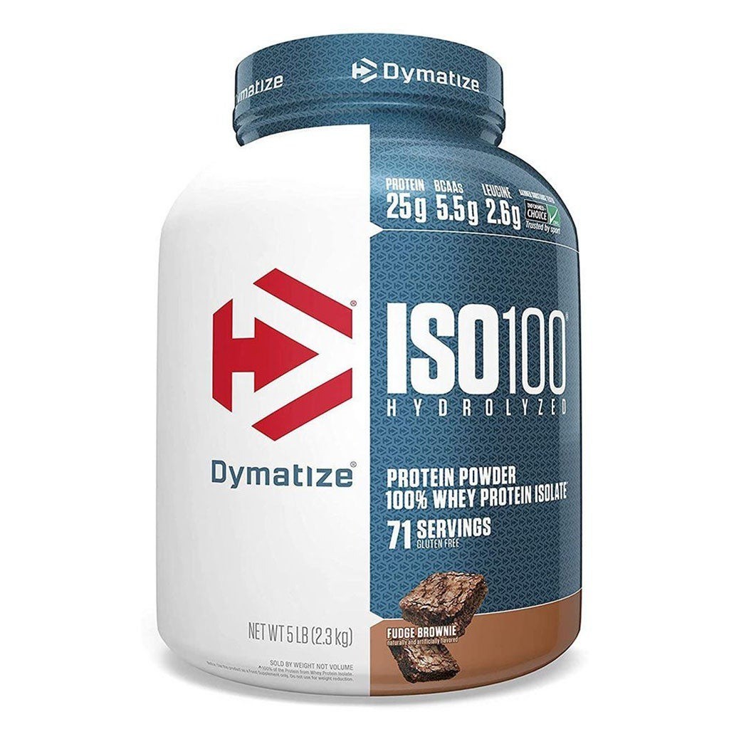 Dymatize ISO 100 Hydrolyzed - 100% Whey Protein Isolate -Fudge brownie | 71 Servings - 5 LB